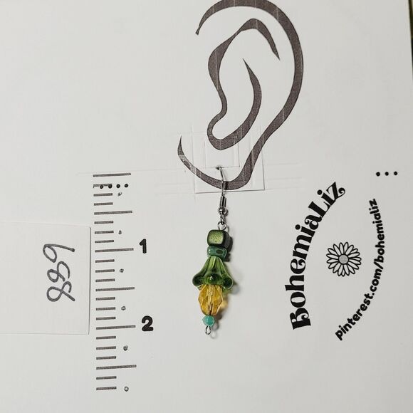 NEW BOHEMIALIZ earrings 688ygrn#mfs Green Czech flower dangle earrings fairy ear - Picture 4 of 5